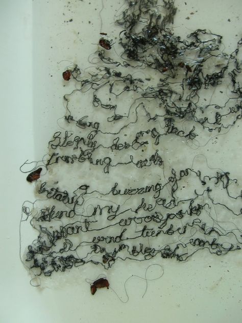 Hannah Lamb: Words that drift away - dissolving the embroidered text piece I made for Art in the Woods #fiber_art #text Free Script Fonts, Embroidered Art, A Level Art, Text Art, Art Textile, Stitching Art, Textile Artists, Script Fonts, Artist Books