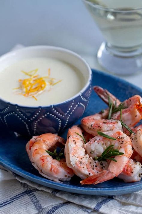 Roasted Shrimp with Creamy Citrus Aioli Citrus Aioli, Aioli Sauce, Aioli Recipe, Roasted Shrimp, Communal Table, Amazing Appetizers, Quick Weeknight Dinners, Cooking For Two, Food Words