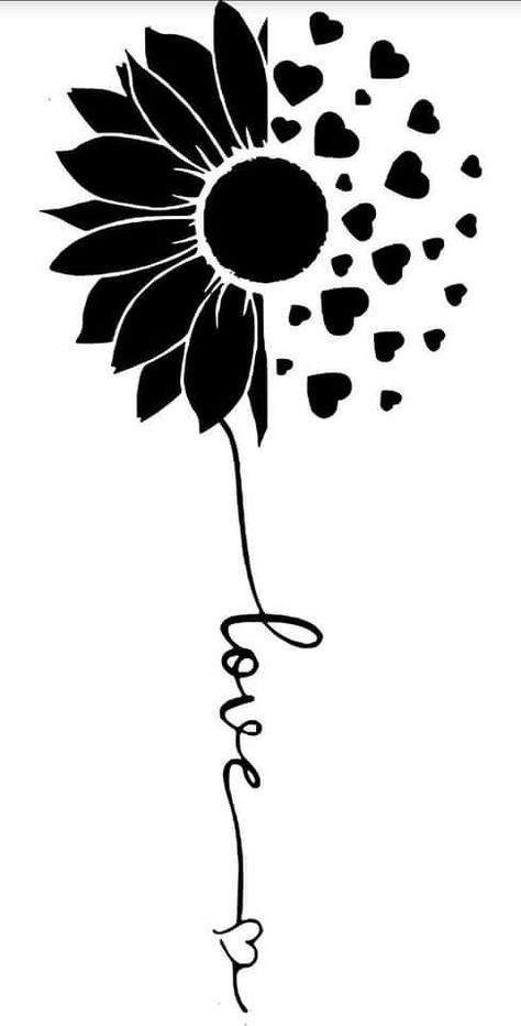 Cute Silhouette Design, Silhouette Drawings, Silouttes Art, Sillouttes Images, Silhouette Art Ideas, Sunflower Silhouette Stencil, Sunflower Cricut Shirt, Flower Shiloutte, Svg Sunflower