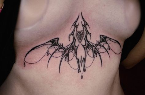 Tattoos Torso, Cyberciligism Tattoo, Jagua Henna, Torso Tattoos, Grunge Tattoo, Tasteful Tattoos, Cute Little Tattoos, Sternum Tattoo, Black Ink Tattoos