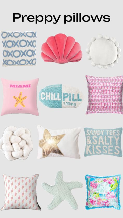 #preppy#pillows Preppy Pillows, Shuffles Preppy, Preppy Bedroom, Preppy Lifestyle, Preppy Room Decor, Chill Pill, Preppy Room, Birthday Wishlist, Day Wishes