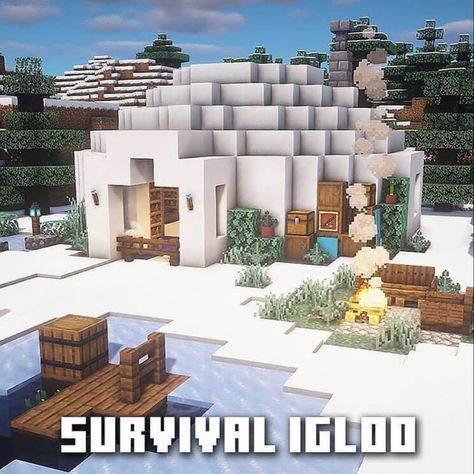 Survival Necessities, Mansion Minecraft, Minecraft House Ideas, Minecraft Building Ideas, Rumah Minecraft Sederhana, Minecraft Mansion, Minecraft Interior Design, Minecraft House Plans, Snow House