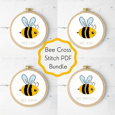 Cross Stitch Nature, Bee Cross Stitch, Quick Crochet Patterns, Crochet Coaster Pattern, Nature Cross Stitch, Bee Kind, Stitch Ideas, Bee Crafts, Quick Crochet