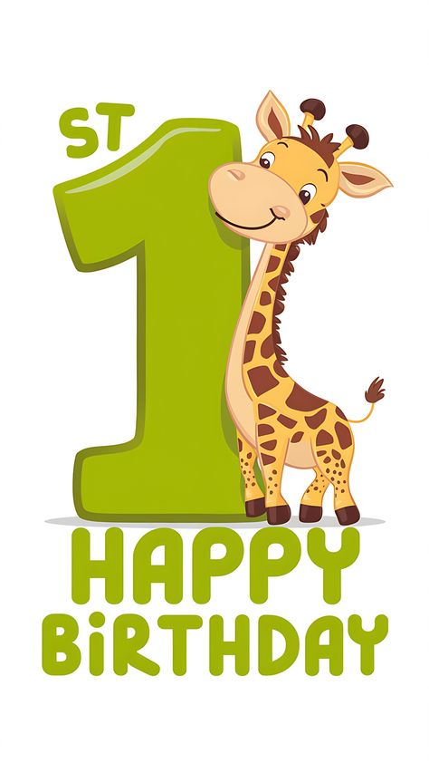 Free Happy 1st Birthday Giraffe Happy Birthday Cartoon Images, Birthday Giraffe, Fairytale Quotes, Animal Theme Birthday, Kids Cartoon Characters, Baby Animal Drawings, Birthday Cartoon, First Birthday Cards, Happy 1st Birthday