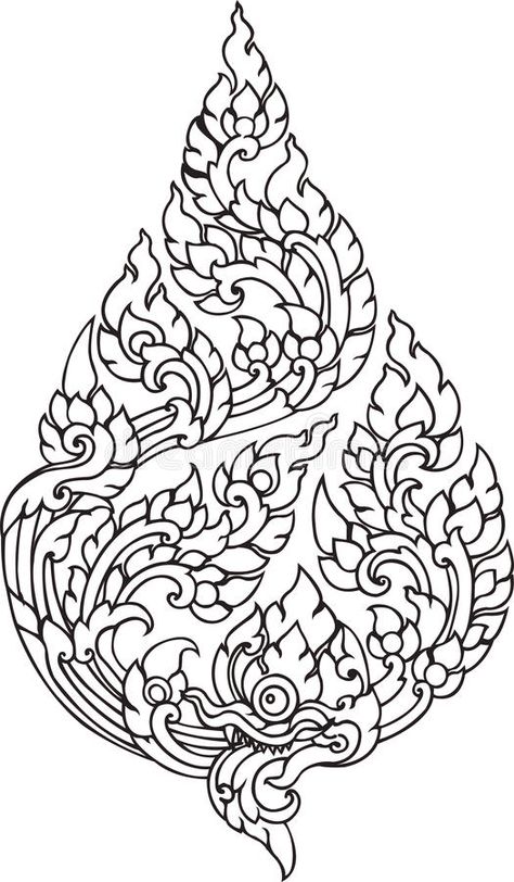 Flame Pattern, Thai Pattern, Leaf Stencil, Flower Vase Arrangements, Thai Art, Trendy Flowers, Ceramic Vases, Embroidery Inspiration, Colouring Pages