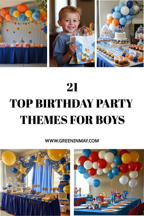 Themes are always fun for birthday parties, but choosing the right one can sometimes be hard. If you are looking for perfect birthday party themes for boys, here are best boys birthday party themes Birthday Party Ideas 7 Year Boy, 7th Birthday Party For Boys Ideas, 6th Birthday Boy Theme Ideas, Boys Birthday Party Ideas Themes, 6th Birthday Theme Boy, No Theme Birthday Party, Unique Birthday Themes For Boys, Boy 5th Birthday Party Themes, 6th Birthday Boy Theme