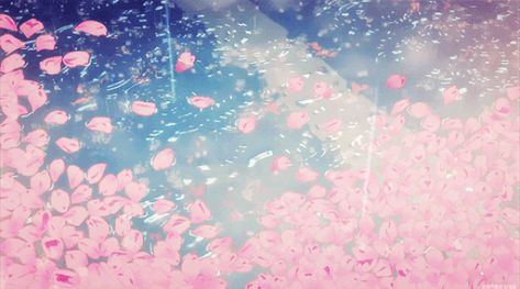 The Garden Of Words, Anime Gifs, Pink Petals, Old Anime, 90s Anime, Aesthetic Gif, 판타지 아트, Pastel Aesthetic, Anime Background