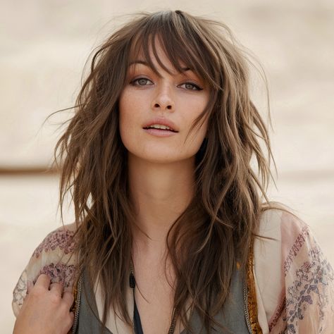 16 Trendy Long Layered Gypsy Haircuts For A Boho Vibe – Trendiest Hair Bad Hair Styles, Boho Haircut Long, Long Hippie Hair, Stevie Nicks Hair, 70s Shag Haircut Long, Younger Hair, Hair Ideas Long, Stevie Nicks Style, Long Face Hairstyles