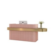 Reception Desk in Stock in USA/AU/UK - M2 Retail Modern Clothing Store, Cashier Counter Design, Front Desk Reception, White Reception Desk, Small Reception Desk, Curved Reception Desk, Wood Reception Desk, Desk Reception, Gold Pencil