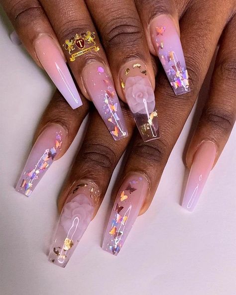 Clear Acrylic Nails, Nails Yellow, Gold Nail, Cute Acrylic Nail Designs, Long Acrylic Nails Coffin, Bling Acrylic Nails, Summer Acrylic Nails, Pink Acrylic Nails, Square Acrylic Nails