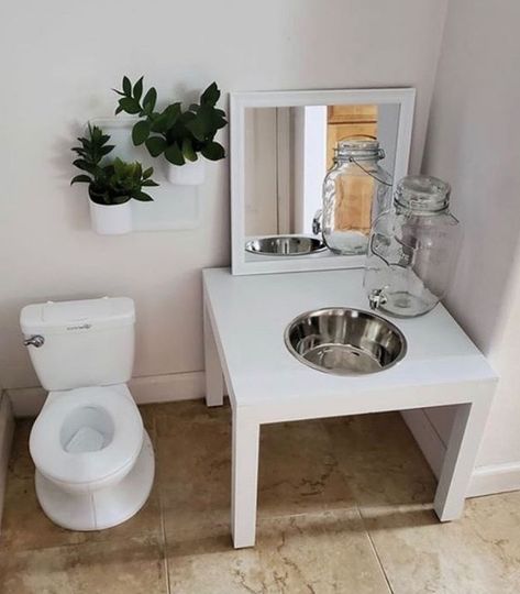 Montessori Bathroom Sink, Montessori Bathroom Station, Montessori Sink, Montessori Bathroom, Montessori Toddler Bedroom, Kids Sink, Montessori Toddler Rooms, Toddler Bathroom, Toddler Toilet