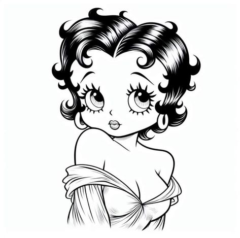 Betty Boop Tattoo Design, Betty Boop Stencil, Tattoos Betty Boop, Betty Boop Sketch, Cosmetology Vision Board, Betty Boop Drawing, Betty Boop Aesthetic, Betty Boop Comic, Betty Boop Tattoo