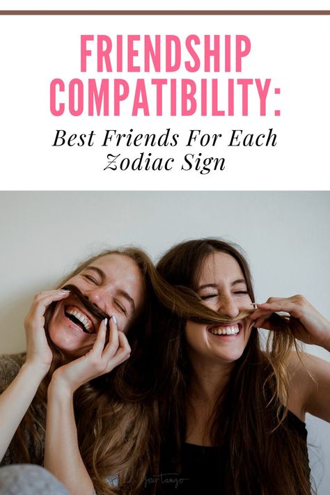 Friendship Compatibility: Best Friends For Each Zodiac Sign | YourTango #friendship #bff Aquarius And Sagittarius Friendship, Leo And Sagittarius Friendship, Zodiac Friendship Compatibility, Capricorn And Libra Friendship, Gemini Libra Friendship, Zodiac Best Friends, Leo And Gemini Friendship, Aries And Leo Friendship, Virgo And Scorpio Friendship