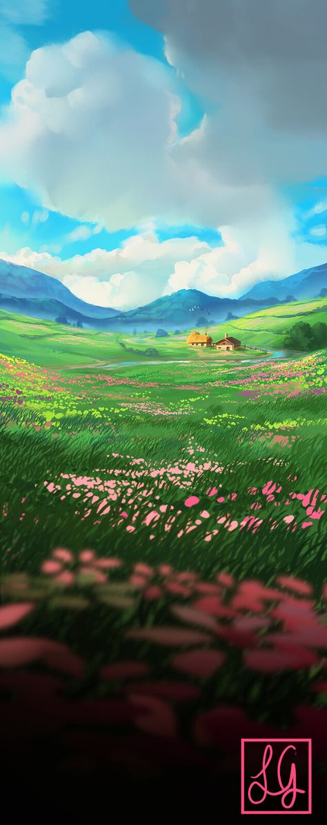 Canvas Painting Ideas Diy, Anime Landscape Wallpaper, Anime Landscape, Studio Ghibli Background, Game Wallpaper, Canvas Painting Ideas, Studio Ghibli Art, Acrylic Painting For Beginners, Ghibli Art