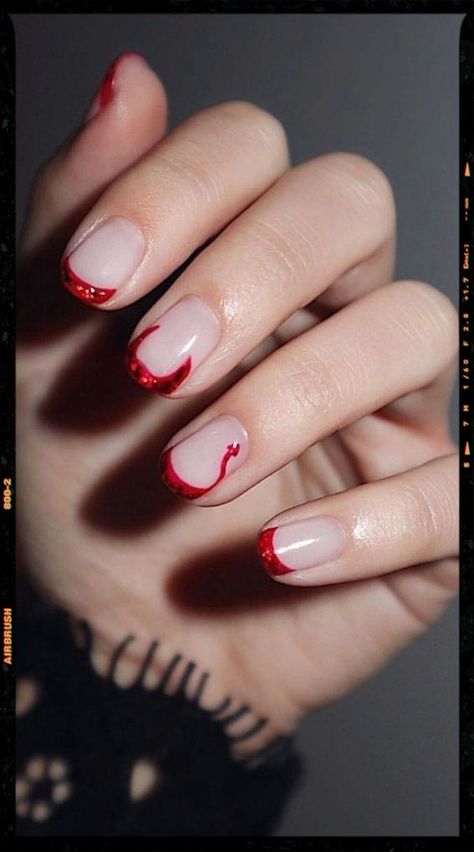 Red Devil French Tip Nails Mystic Nails, Nail Art Halloween, Cute Halloween Nails, Pumpkin Nails, Winter Nails Acrylic, Red Devil, Thanksgiving Nails, Halloween Nail Designs, Nail Polish Designs