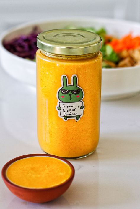 Miso Carrot Ginger Dressing, Japanese Carrot Ginger Dressing, Carrot Ginger Dressing, Ginger Salad, Ginger Salad Dressings, Japanese Ginger, Hand Held Blender, Ginger Dressing, Miso Dressing