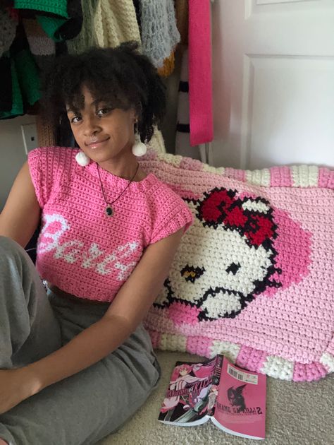 Hello Kitty Crochet Blanket, Hello Kitty Crochet Granny Square, Crochet Floor Pillow, Hello Kitty Tapestry Crochet Grid, Knitting Hello Kitty, Crochet Tapestry Pattern Sanrio, My Melody Crochet Tapestry, Hello Kitty Knitted Bag, 2023 Dump