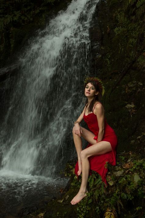 Forest princess, Autumn, waterfall, outdoors, model, Ellen Brantley Photography, nature, red dress Forest Princess, Outdoor Waterfalls, Lake Photoshoot, Water Shoot, Waterfall Photo, Waterfall Photography, Outdoor Photoshoot, Shoot Inspiration, Fall Photos