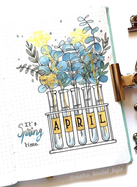 April Bujo Cover, April Bujo, Bujo Cover, April Bullet Journal, خريطة ذهنية, Kalender Design, Bullet Journal Page, Bullet Journal Ideas Templates, Album Journal