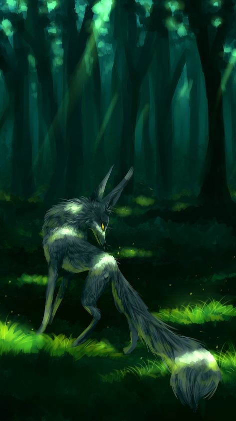 Fox, fantastic, art, forest, green wallpaper Check more at https://www.backgroundscool.com/art/fox-fantastic-art-forest-green-wallpaper/ Spirit Animal Fox, Forest Green Wallpaper, Sunlight Art, Nice Aesthetic, Fox Animal, Fantasy Animals, Fantasy Wolf, Art Forest, Forest Fox