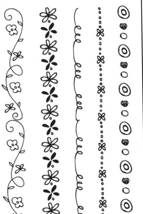 Modern Hand Embroidery Patterns, Doodle Borders, Simple Hand Embroidery Patterns, Folk Art Flowers, Diy Embroidery Patterns, Floral Border Design, Pola Kristik, Border Embroidery Designs, Border Embroidery