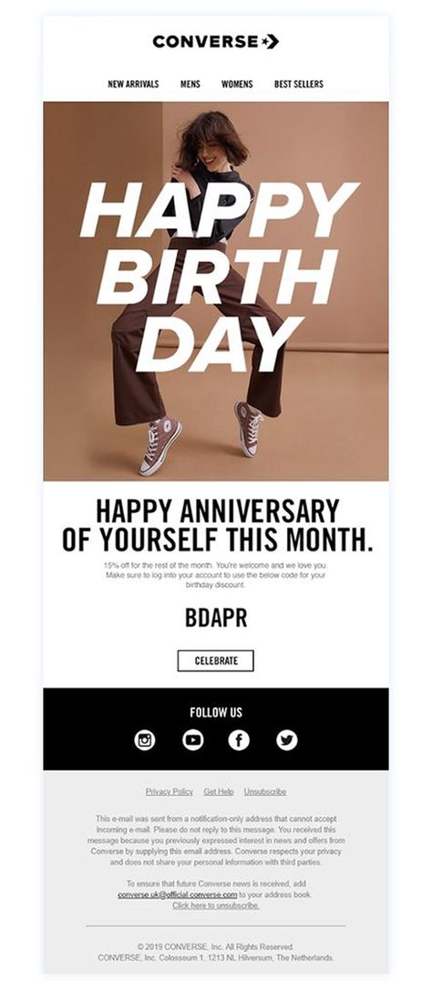 How to Send Birthday Emails that Actually Make Customers Happy | Rejoiner Birthday Email Marketing Design, Birthday Email Marketing, Birthday Newsletter, Marketing Email Ideas, Offer Ads, Happy Birthday Email, Birthday Mail, Edm Design, Paper Birthday Cards