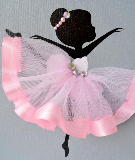 Tulle Decorations, Ballerina Nursery, Ballerina Decor, Ballerina Silhouette, Canvas Background, Ballerina Art, Ballerina Party, Ballerina Birthday, Wall Art Pink