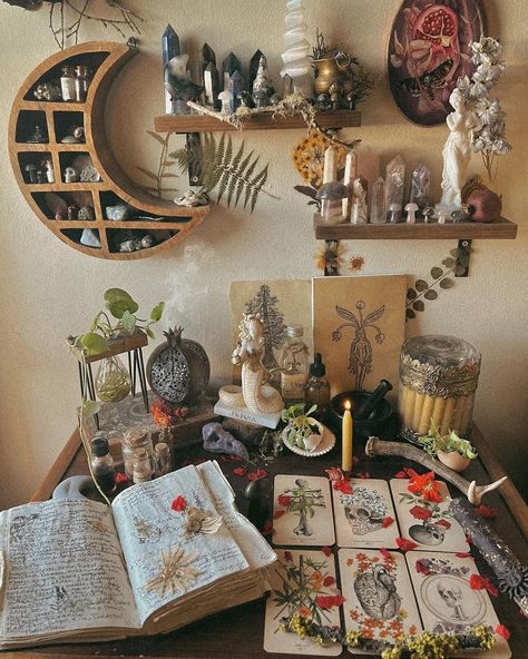 Happy Full Moon, Sacred Space Altar, Lunar Witch, Witchy Room, Witchcraft Altar, Crystal Room, Witchy Home Decor, Witches Altar, Pagan Altar