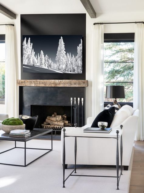 What's New Wednesday: Houzz Features and Best of Houzz Awards - Heather Scott Home  Design Design Camino, Farmhouse Tour, Metal Fireplace, Up House, Fireplace Makeover, Design Del Prodotto, Fireplace Design, White Interior, Interior Design Studio