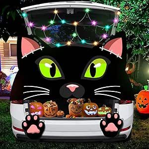 Crazy Cat Lady Trunk Or Treat, Black Cat Trunk Or Treat, Entryway Archway, Cat Trunk Or Treat, Black Cat Decorations, Gabby Cat, Halloween Car Decorations, Cat Decorations, Black Cat Decor