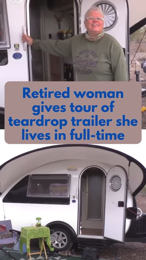 Retired woman gives tour of teardrop trailer she lives in full-time Teardrop Trailer Interior, Small Camper Trailers, Trailer Diy, Tiny Trailers, Tiny Camper, Trailer Interior, Life On The Road, Small Trailer, Small Campers