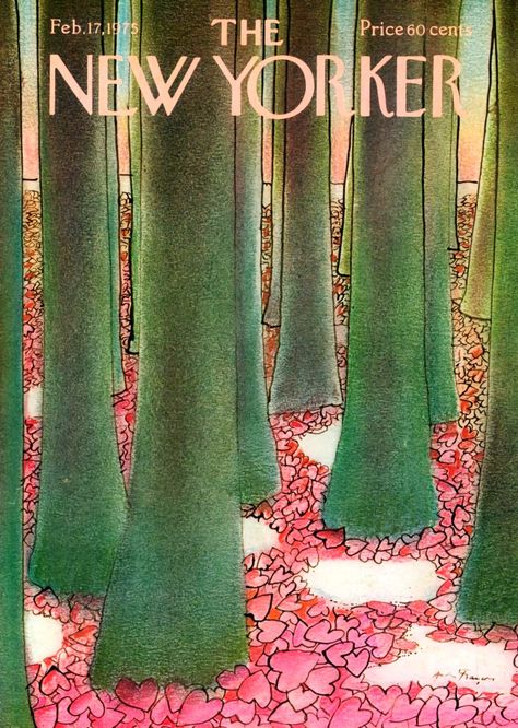 The New Yorker February, New Yorker February, The New Yorker Magazine, New Yorker Magazine, Cross Country Trip, New Yorker Covers, Beating Heart, Cover Artwork, Vintage Poster Art