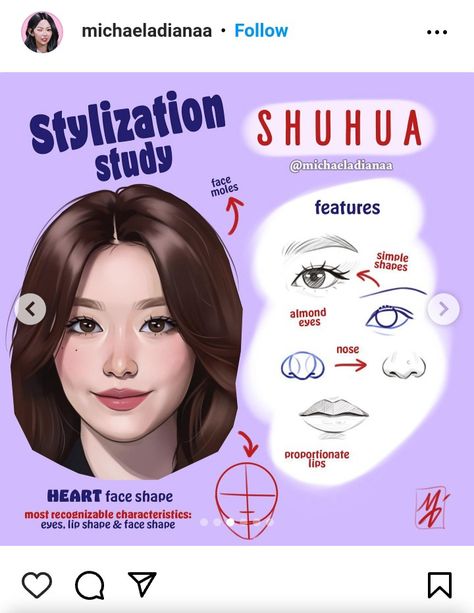 (G)-ilde Shuhua stylization, Michaela stylization, K-pop stylisation, (G)-idle stylization, Michaela, michaeladianaa on Instagram , Shuhua art Michaeladianaa Stylization Study, Stylization Study, Pop Drawing, Moles On Face, Face Art Drawing, Face Study, Drawing Tutorial Face, Neverland Art, Anatomy Study