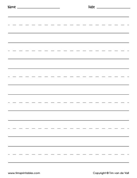 Blank Printable Handwriting Sheets for Kids - Tim's Printables Printing Practice Sheets, Handwriting Paper Printable, Handwriting Paper Template, Handwriting Paper Kindergarten, Writing Practice Preschool, Printable Handwriting Worksheets, English Handwriting, Handwriting Worksheets For Kids, Handwriting Practice Paper