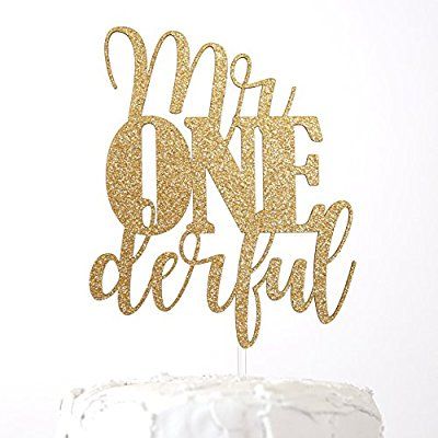 Amazon.com: NANASUKO 1st Birthday Cake Topper - mr ONEderful - Premium quality Made in USA: Toys & Games Gold Cake Decorations, Mr Onederful, 1st Birthday Cake Topper, Moon Party, 1st Birthday Cakes, Halloween Eyeballs, Personalized Wedding Cake Toppers, 1st Birthday Cake, Edible Images