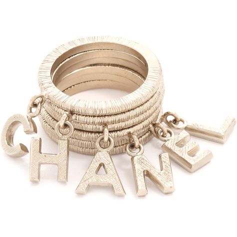 What Goes Around Comes Around Chanel Dangling Letters Ring Set... ($1,000) ❤ liked on Polyvore featuring jewelry, rings, accessories, bracelets, chanel, gold, initial charms, letter charms, charm jewelry and stackable rings Dangle Rings, Letter Rings, Dangle Ring, Jewelry Letter, Initial Rings, Stackers Jewellery, Ring Initial, Initial Charm Bracelet, Set Rings