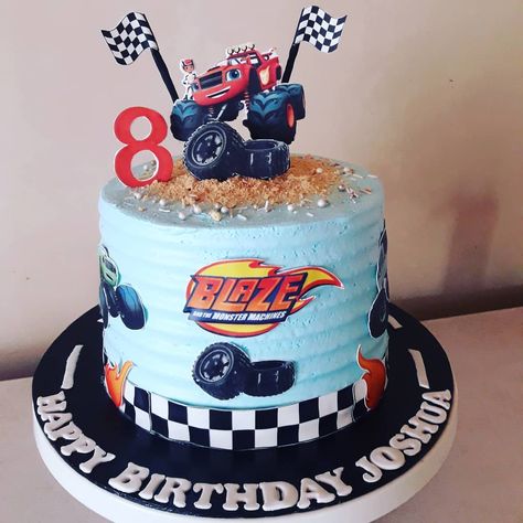 Hot Wheels Buttercream Cake, Blaze Cakes For Boys, Blaze And The Monster Machines Birthday Cake, Blaze Monster Machine Cake, Blaze Cake Ideas, Torte Decije, Blaze Cake, Blaze Birthday Cake, Blaze And The Monster Machines Cake