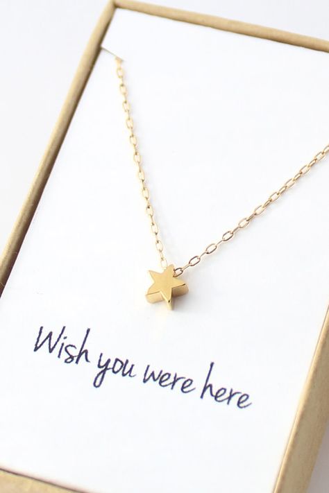 Gold Star Necklace - Tiny Star Necklace - Delicate Star Necklace Gold - Small Star - Star Charm - valentines day necklace Tiny Star Necklace, Hot Necklaces, Gold Star Necklace, Star Necklace Gold, Custom Jewellery, Wish You Were Here, Tiny Star, Gold Star, Star Necklace