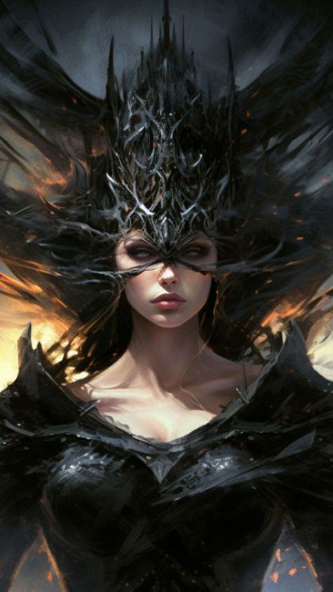 Dark queen art Dark Queen Art, Fae Queen, Shadow Queen, Fantasy Queen, Goth Core, Witch Queen, Goddess Aesthetic, Mind Palace, Hell Girl