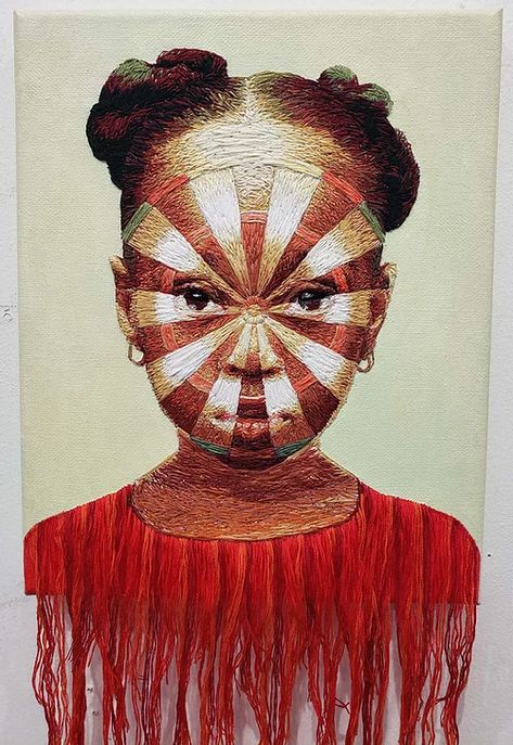 Embroidery | Art You Hungry | Nneka Jones Embroidered Portrait, Kehinde Wiley, Textiles Artwork, Contemporary African Art, Colossal Art, Modern Crafts, Texture Images, And Just Like That, Black Artists