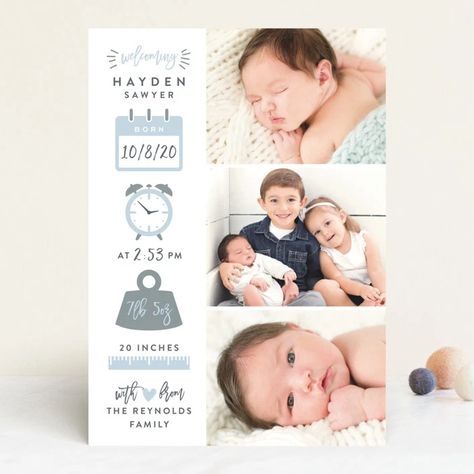 Cutest Birth Announcements: Welcome New Baby With Sweet Stationery – SheKnows Baby Birth Cards, Baby Collage, Birth Announcement Design, Hospital Blankets, Baby Picture Frames, Birth Cards, Birth Announcement Card, Newborn Hospital, Baby Birth Announcement