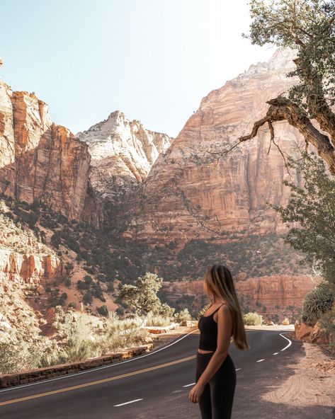 20 Photos to Inspire You to Visit Zion National Park in Utah | Wanderfully Rylie Hike Pictures, Hiking Picture Ideas, Grand Canyon Pictures, National Parks Road Trip, Sunrise Hike, Zion Park, Southwest Usa, I Was Here, West Coast Road Trip