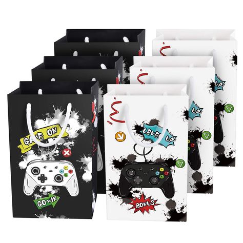 PRICES MAY VARY. - UNIQUE DESIGN - Pack your favors in our well designed black and white game gift bags to bring more magical memories to your guests! - SUITABLE SIZE - Measures 7.9’’ x 4.9’’ x 3’’, perfect size for party favor gift bags to hold candies, snacks, or other little objects. - MULTIPLE USES - Suitable for birthdays or any other celebration, this gift bag is the perfect choice for your party. - MATERIAL - Made of non-toxic, eco-friendly and reusable cardboard, strong and durable, 100% Game Theme Party, Kids Birthday Treats, Lilo And Stitch Characters, Birthday Treat Bags, Video Game Party, Watercolor Video, Custom Party Favors, Game Party, Kids Game