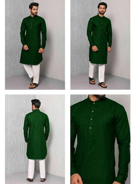 "Give yourself a best ethnic look by wearing this Kurta. Made of rich cotton blend fabric this regular-fit set comprises a full-sleeved Indian kurta This outfit with mojris will look apart on special occasions. Metal : Cotton Color : Green Sleeves : Long Pockets : Available As per standard, for best loose fitting 6 inches gap should be there between actual chest size and shirt chest size Size chart is below Men's Sizes Actual Body Chest - Ready Shirt Chest i Add 6\" Inches Lose Fitting Fabric Ar Kurta With Pants Party Wear, Pathani For Men, Long Shirt Men, Cotton Long Shirt, Party Wear Kurta, Kurta Pajama Men, Suit Man, Designer Kurta, Kurta Men