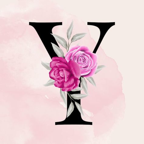 Letter Y Aesthetic, Letter Y Wallpaper, Y Aesthetic Letter, Letter Y Font, Letter Y Logo, Romantic Typography, Watercolor Floral Background, Y Letter, Visiting Card Templates