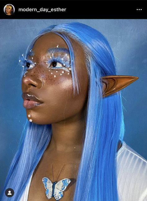 JPMorgan on Twitter: "Since black people are constantly being told they don’t “fit the aesthetic” to play mythical roles in Hollywood, someone created black fae day! Iktr ✨👑 #BlackFaeDay… https://t.co/jlHrTY0aC0" Fairy Makeup On Black Women, Woodland Makeup, Black Fae Day, Ashnikko Concert, Fairy Makeup Looks, Fae Fashion, Edc Makeup, Black Fae, Black Cosplayers