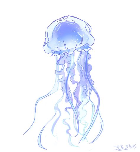 Pretty Jellyfish Drawing, Jellyfish Drawing Digital, Jelly Fish Drawing Color, Jelly Style Art, Chibi Jellyfish, Jellyfish Hair Drawing, Jelly Fish Drawing Sketches, Jellyfish Haircut Drawing, Jellyfish Reference