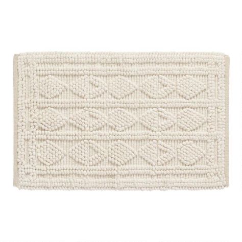 Ivory Geometric Loop Bath Mat | World Market Bathroom Shower Mat, Geometric Diamond Design, Bathroom Rugs And Mats, Guest Room Decor, Decor Pillows, Tile Floors, Cost Plus World Market, Unique Bathroom, Shower Mat