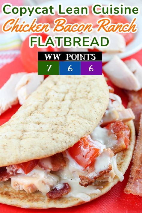 Copycat Lean Cuisine Chicken Ranch Club Flatbread Melt Chicken Melt Sandwich, Ww Sandwiches, Lean Cuisine Recipes, Soft Flatbread, Surgery Prep, Light Dishes, Ww Lunch, Grilled Chicken Strips, Healthy Frozen Meals