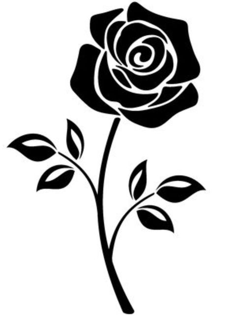 Rose Clipart Black And White, Rosa Vector, Vector Rose, Rose Stencil, Rosé Black And White, Rose Clipart, Rose Flower Pictures, Stencils Printables, Contour Drawing